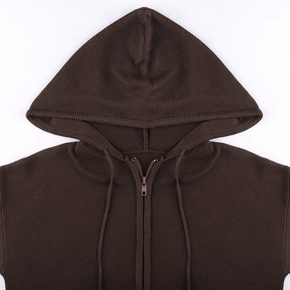 Brown Knit Long Sleeve Jacket