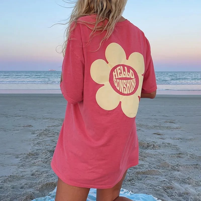 Sunflower Print Short Sleeve T-shirt