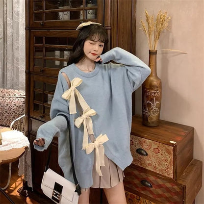 Blue Sweet Bow Sweater
