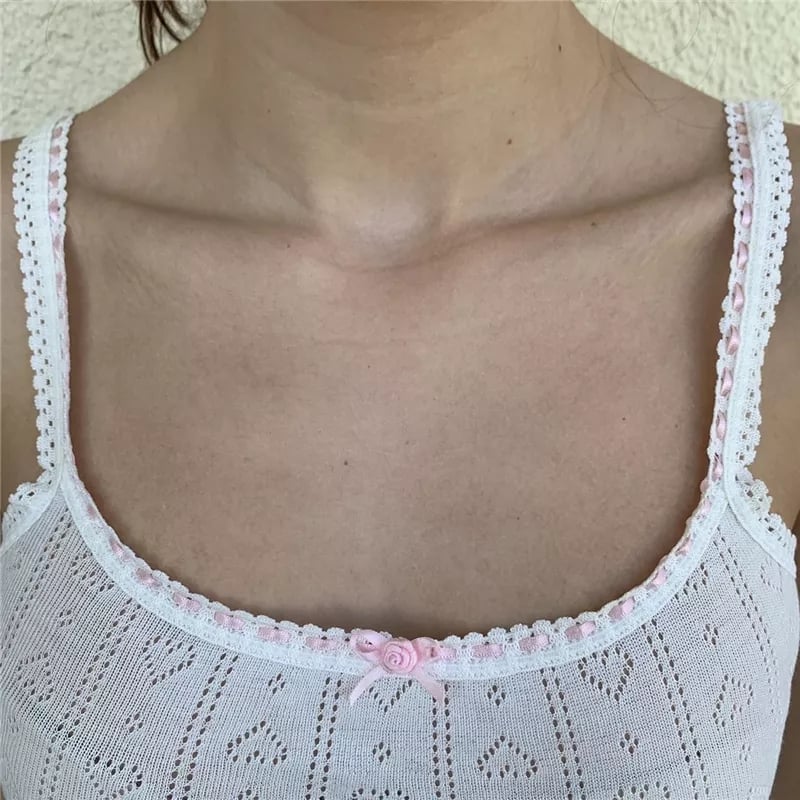 White Heart Print Sleeveless Camisole
