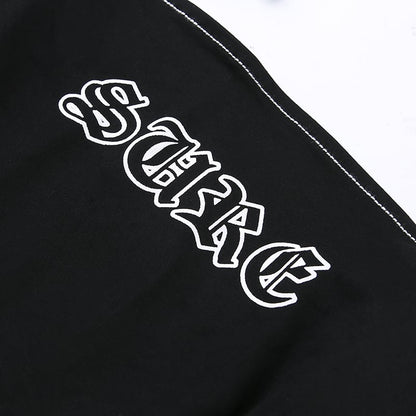 Sexy Black Goth Punk Letter Print Metal Chain Camisole Tank Crop Top Shirt Summer E-Girl Kawaii Korean Japanese Harajuku Retro Streetwear