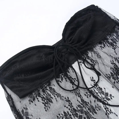 Black Lace Bustier Tube Top