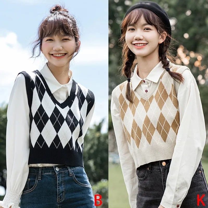 Black & White Lattice Sweater Vest