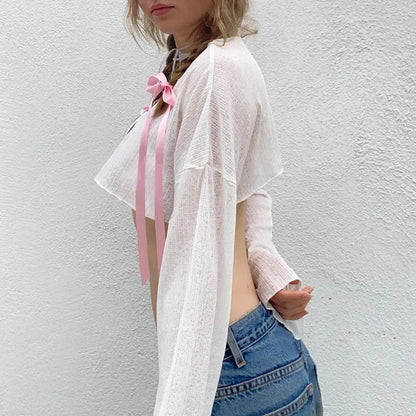 White Loose Smock Long Sleeve Shirt