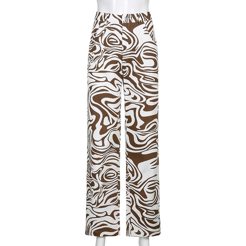 Blue & White Zebra Print High Waist Pants