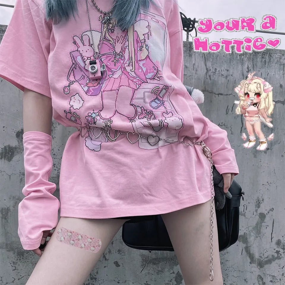Japanese Fairy Anime Print Short Sleeve T-shirt