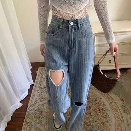 Heart Cut Out Flare Jeans