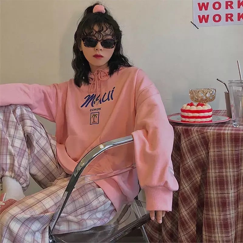 Cute Pastel Pink Checkered Plaid Pants Autumn Punk High Waisted Causal Loose Trouser Hip Hop Bottoms E-Girl Kawaii Korean Japanese Harajuku Streetwear