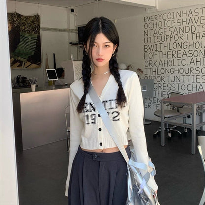 Grey V Neck Cropped Cardigan