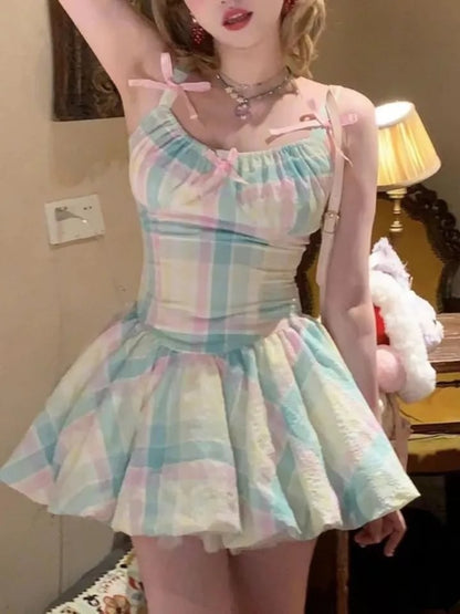 Rainbow Fairy Bow Colorful Mini Dress