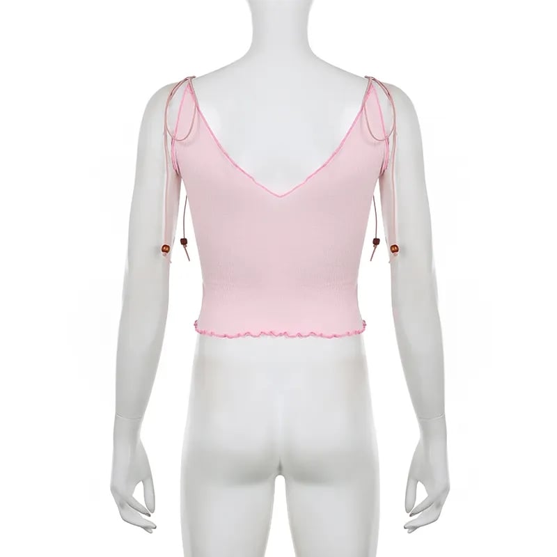 Butterfly Ruffle Trim Crop Top