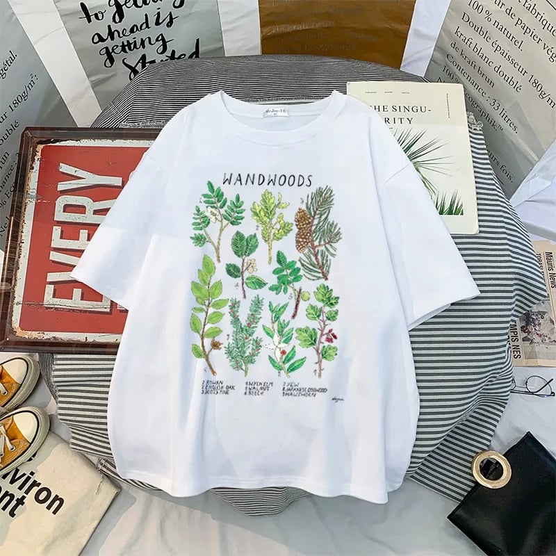 Plant Woods Print Short Sleeve T-shirt