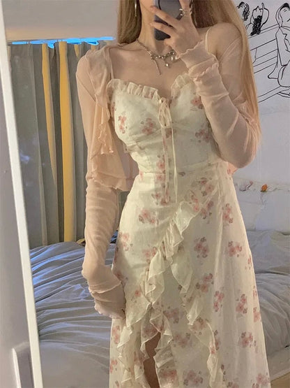 Vintage Floral Sleeveless Midi Dress