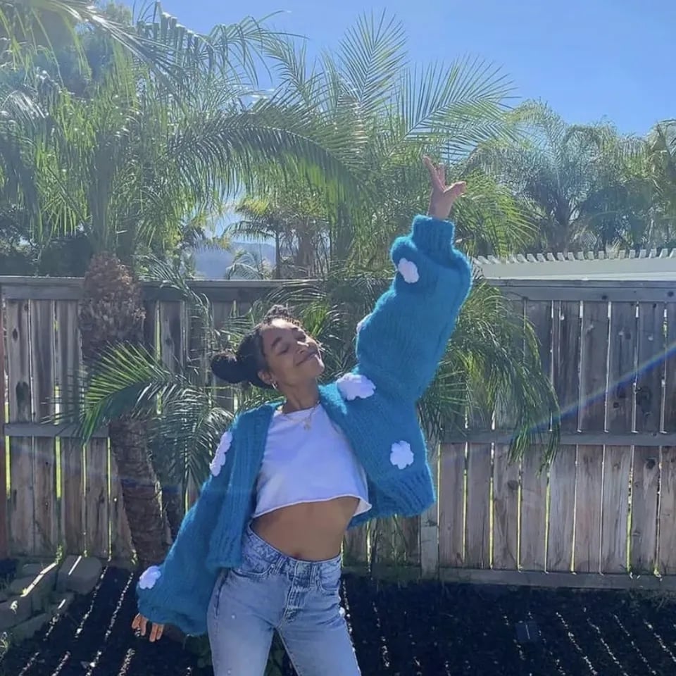 3D Blue Cloud Crochet Cardigan Sweater