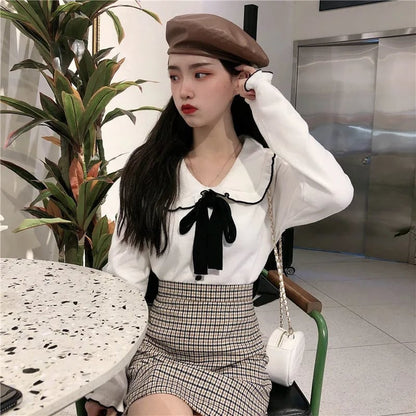 Bow Peterpan Collar Knit Sweater