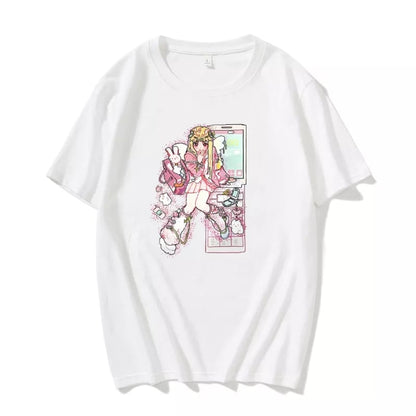 Japanese Fairy Anime Print Short Sleeve T-shirt