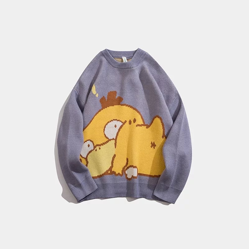 Cute Pikachu Anime Cartoon Print Oversize Sweater Sweatshirt Pullover Casual E-Girl Kawaii Korean Japanese Harajuku
