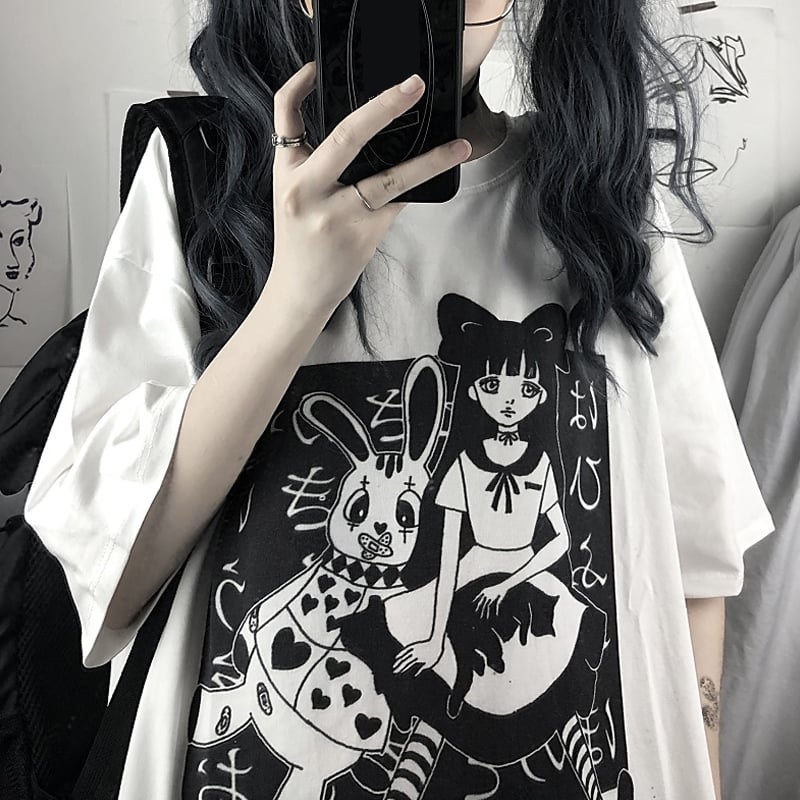 Anime Girl Doll Print Short Sleeve T-shirt