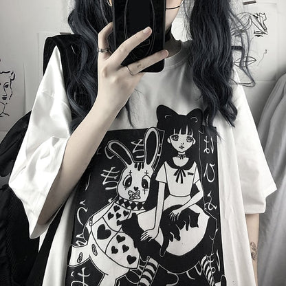 Anime Girl Doll Print Short Sleeve T-shirt