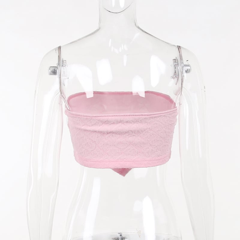 White Frill Strapless Top
