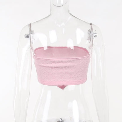 White Frill Strapless Top
