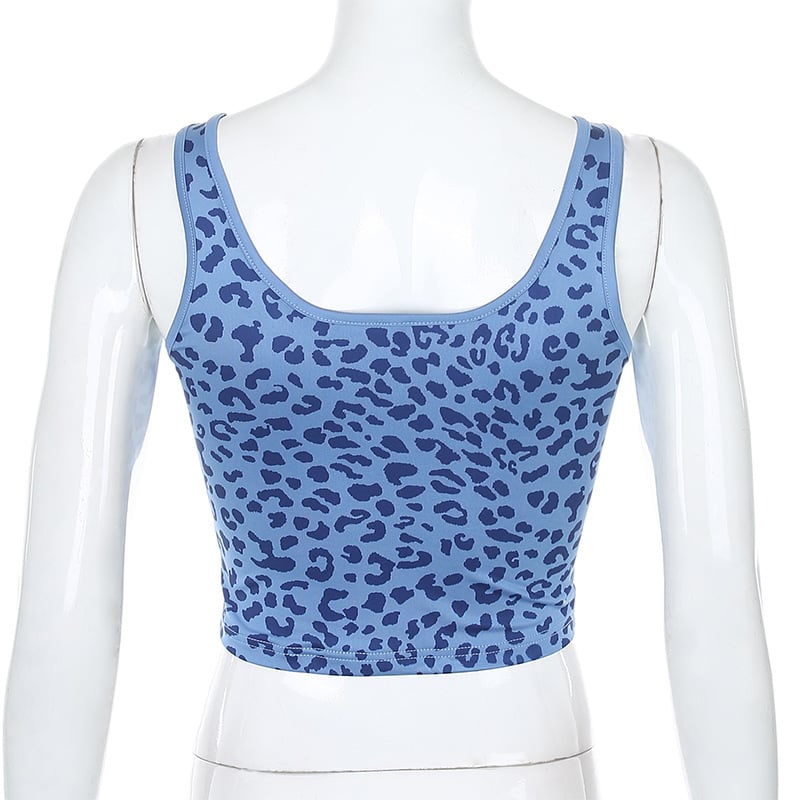 Cute Leopard Print 90s Goth Tank Crop Top Camisole Shirt Tee T-shirt E-Girl Kawaii Korean Japanese Harajuku Chinese Retro Streetwear Aesthetic