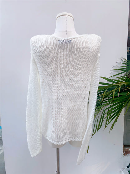 White Crochet See Through Sweater