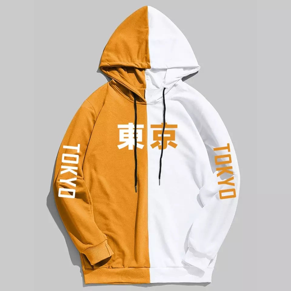 Patchwork Tokyo City Contrast Print Long Sleeve Hoodie Sweater Sweatshirt Pullover E-Girl Kawaii Korean Japanese Harajuku Streetwear