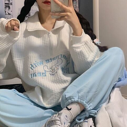 Japanese Anime Waffle Sweater