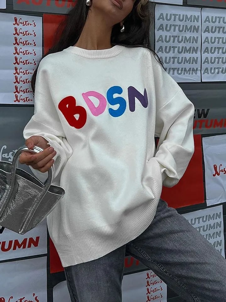 Funny Embroidery Knit Pullover
