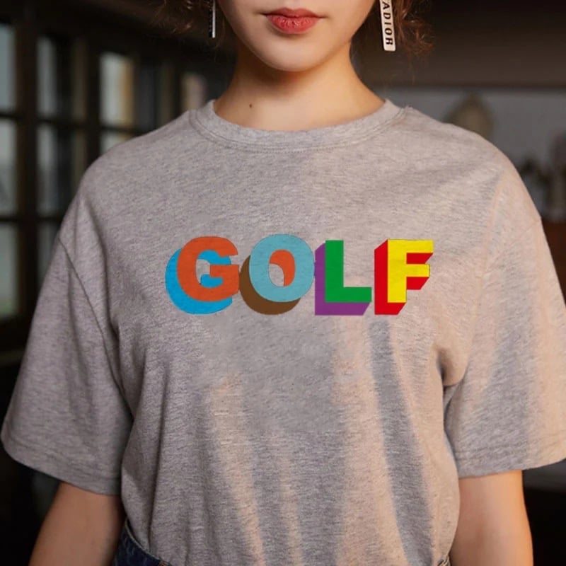 Cute Golf 90s Graphic Print Short Sleeve Shirt T-shirt Tee Top Kawaii Korean Japanese Harajuku Chinese Retro Streetwear Aesthetic Fashion