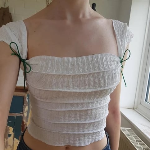 French Bow Square Collar Crop Top