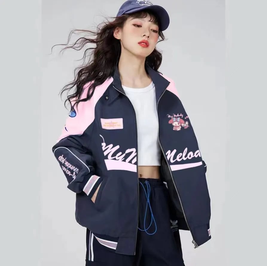 Japanese Anime Print Windproof Biker Jacket