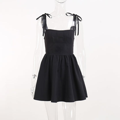White Lace Up Backless Dress