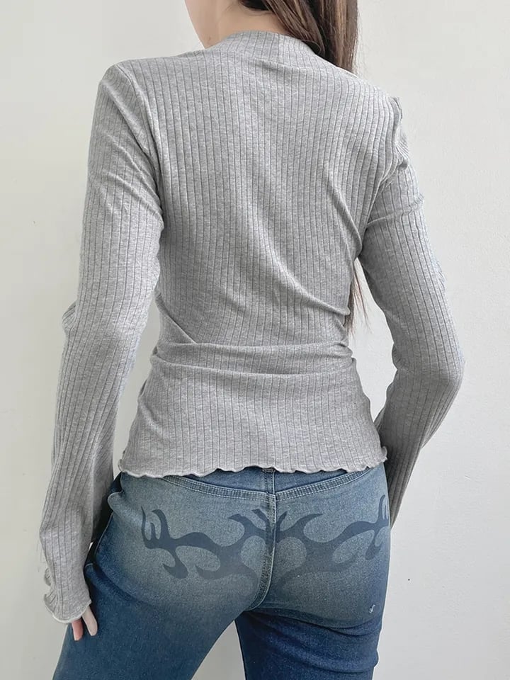 2PCS Milkmaid Patchwork Long Sleeve T-shirt