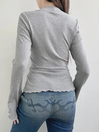 2PCS Milkmaid Patchwork Long Sleeve T-shirt