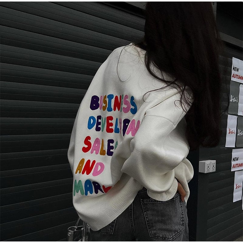 Funny Embroidery Knit Pullover
