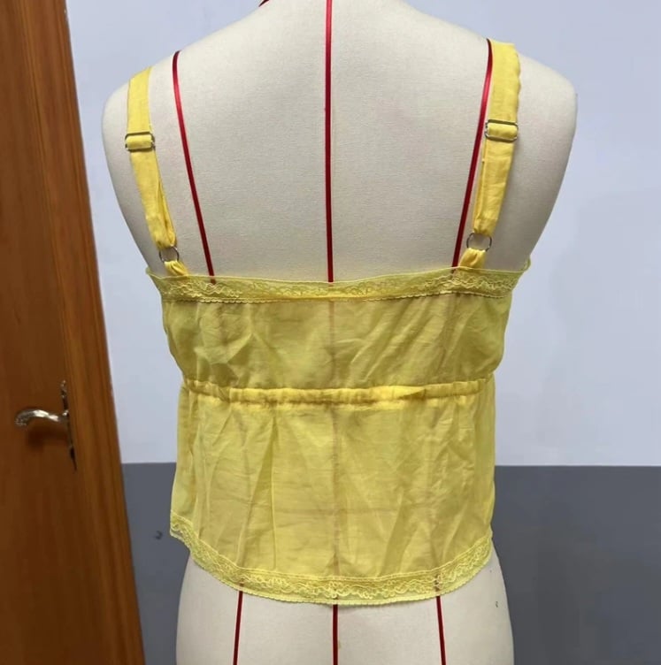 Yellow Milkmaid Hollow Out Crop Top
