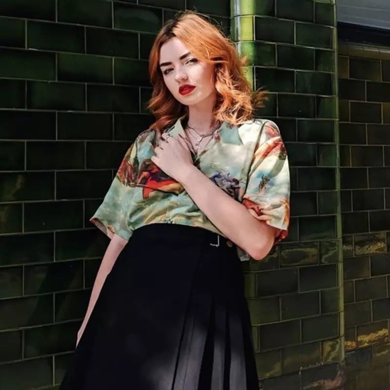 Classic Angel Print Loose Thin Shirt Blouse Summer Bottom Short Sleeve Tee Shirt T-shirt E-Girl Kawaii Korean Japanese Harajuku Streetwear