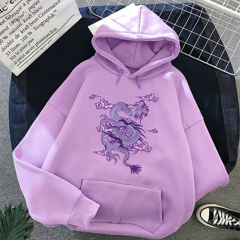 Cute Dragon Embroidery Cartoon Sweater Pullover Hoodie Knit Long Sleeve Sweatshirt E-Girl Kawaii Korean Japanese Harajuku Retro Streetwear Aesthetic