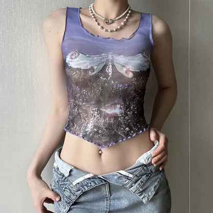 Butterfly Mesh Tank Top