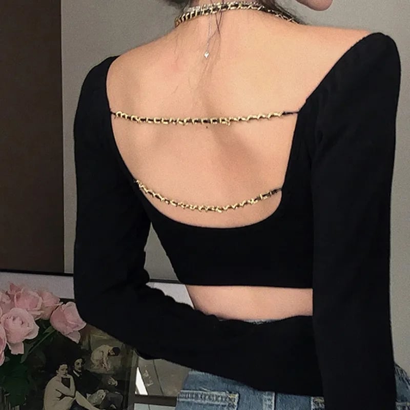 Black Chain Long Sleeve Shirt