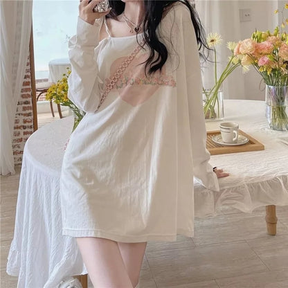 Sweet Japanese Anime Off Shoulder Lace Up Long Sleeve Shirt