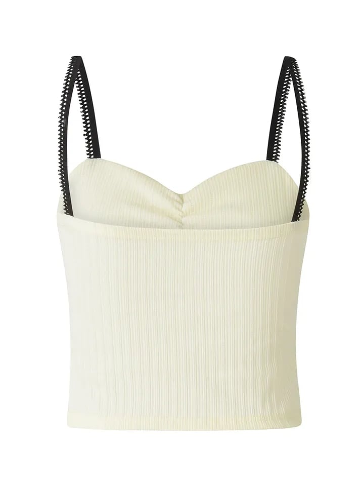 Black Mesh Bow Patchwork Tank Top