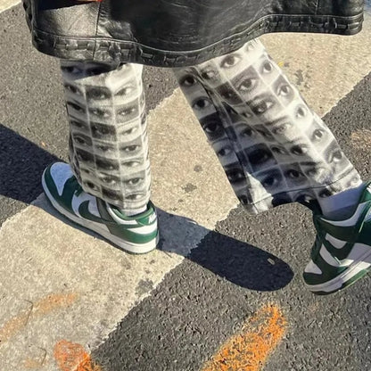 Graffiti Eye Print High Waist Pants