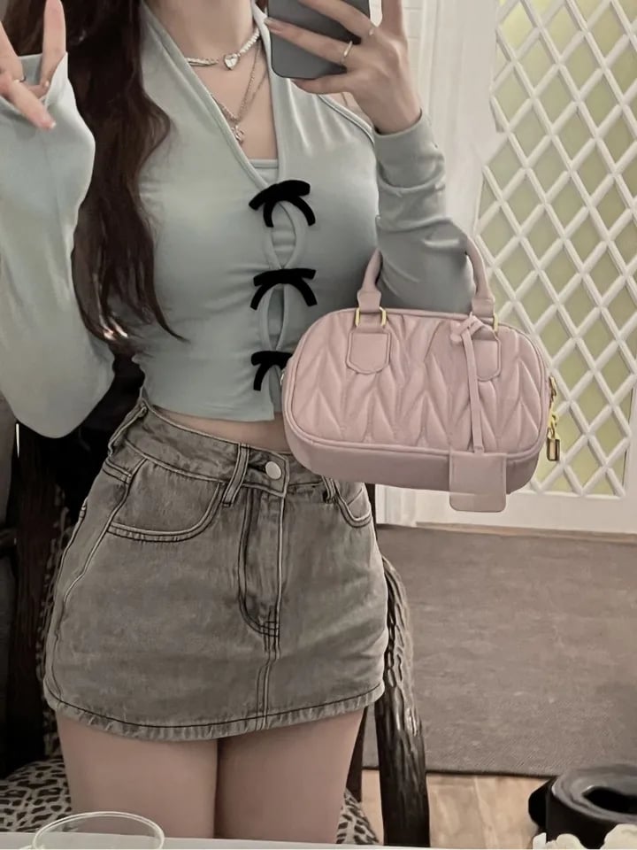 Bow Off Shoulder Long Sleeve Top