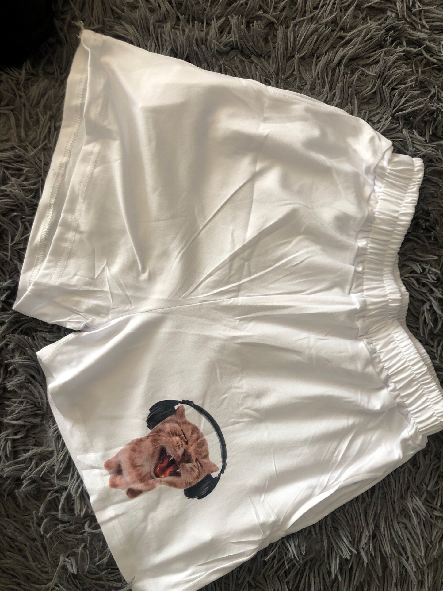 Cat Print Loose Gym Shorts