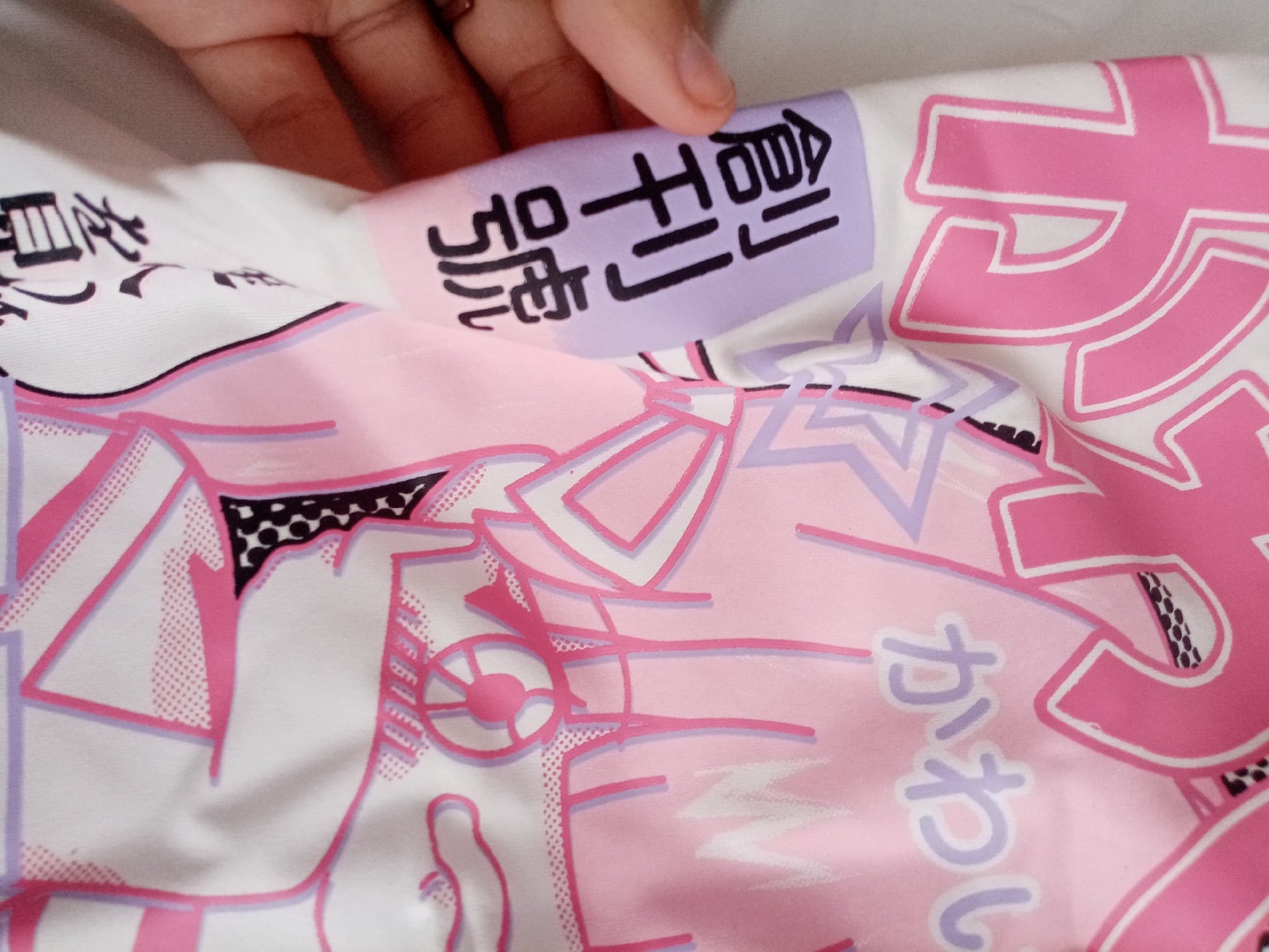 Pink 2D Anime Girl Print Short Sleeve T-shirt