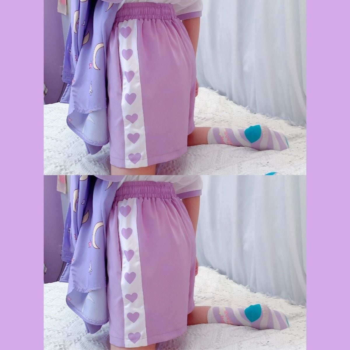 Purple Heart Drawstring Shorts