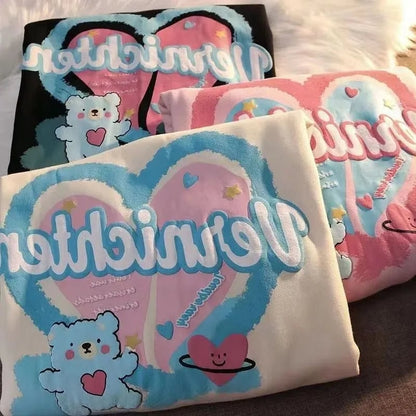 Bear Heart Print Hoodie
